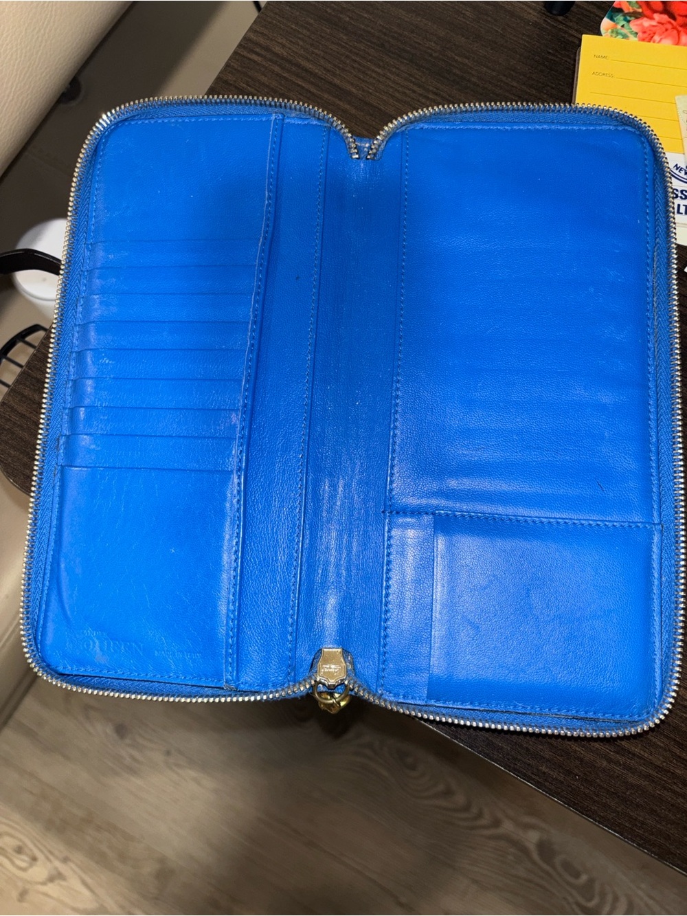 Alexander McQueen Blue Leather Continental Wallet